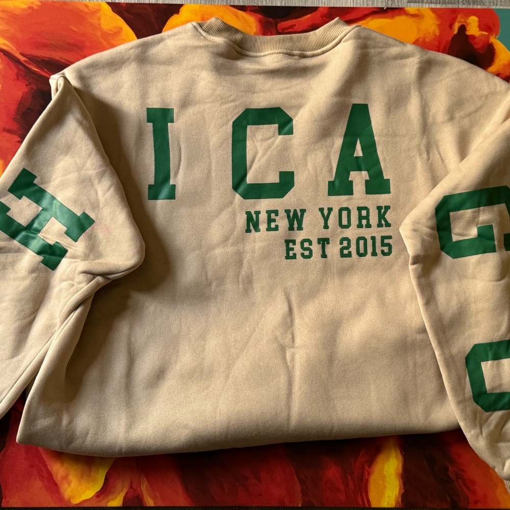 Green and Cream Sweater